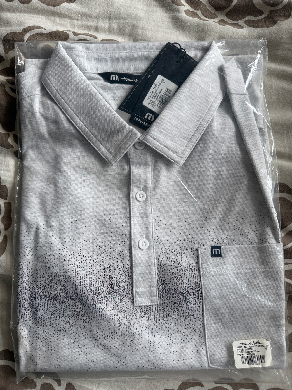 Travis Mathew Light Gray Polo with Speckled Gradient